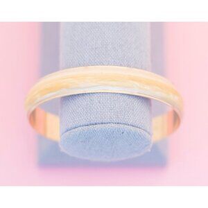 Yellow and Gold Tone Statement Bangle Bracelet | 8 1/4 Inch | Avon H9